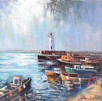 DONAGHADEE HARBOUR by William Cunningham at Ross's Online Art Auctions