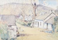 CHICKENS FEEDING BY AN IRISH COTTAGE by Theo J. Gracey RUA at Ross's Online Art Auctions