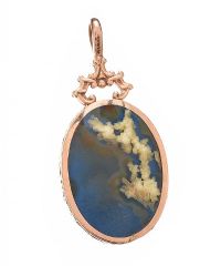 9CT ROSE GOLD DOUBLE-SIDED PENDANT SET WITH AGATE at Ross's Online Art Auctions