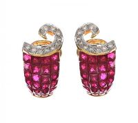 18CT GOLD RUBY AND DIAMOND EARRINGS at Ross's Online Art Auctions