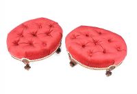PAIR OF VICTORIAN DEEP BUTTONED STOOLS at Ross's Online Art Auctions
