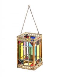 VICTORIAN LEADED GLASS HALL LANTERN at Ross's Online Art Auctions