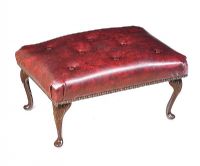 LEATHER DEEP BUTTONED STOOL at Ross's Online Art Auctions