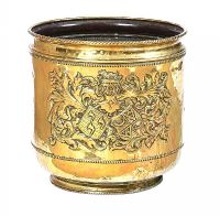 LARGE BRASS EMBOSSED LOG BUCKET at Ross's Online Art Auctions