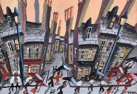 RAINY DAY SHOPPERS by John Ormsby at Ross's Online Art Auctions