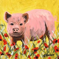 PIG & POPPIES by Ronald Keefer at Ross's Online Art Auctions