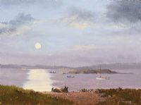 OFF LOADING THE CATCH BY MOONLIGHT by John Manson at Ross's Online Art Auctions