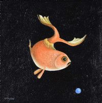 GOLDFISH WITH BLUE PEARL by Kevin Meehan at Ross's Online Art Auctions