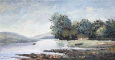 FISHING ON THE LOUGH by Tom McGoldrick at Ross's Online Art Auctions