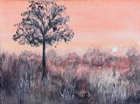 TREE IN A LANDSCAPE AT SUNSET by Irish School at Ross's Online Art Auctions