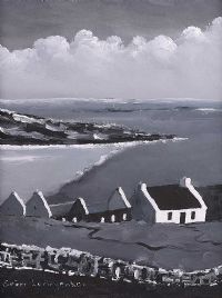 IRISH VERNACULAR COTTAGES NEAR BLASKETS ISLAND, COUNTY KERRY by Sean Lorinyenko at Ross's Online Art Auctions