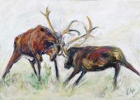 STAG FIGHT by Eileen McKeown at Ross's Online Art Auctions