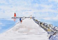 WALKING TO POOLBEG, SANDYMOUNT by Miriam Morrissey at Ross's Online Art Auctions