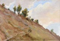 ON THE CLIFF'S EDGE by Vassily Mikhailoritch Lisov at Ross's Online Art Auctions