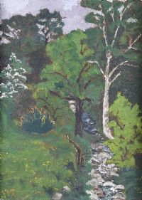 WATERFALL BY THE TREES by Irish School at Ross's Online Art Auctions