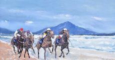 RACING ON TRAMORE BEACH, DOWNINGS by Sean Lorinyenko at Ross's Online Art Auctions