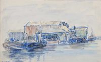 EARLY MORNING QUAYSIDE by Maurice Canning Wilks ARHA RUA at Ross's Online Art Auctions