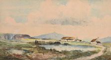 LAKESIDE COTTAGES, DONEGAL by Rowland Hill RUA at Ross's Online Art Auctions