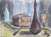 STILL LIFE, BREAD & WINE by Arthur Armstrong RHA at Ross's Online Art Auctions
