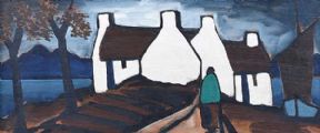 SHAWLIE BY THE WHITE COTTAGES by Markey Robinson at Ross's Online Art Auctions