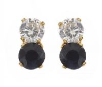 9CT GOLD EARRINGS SET WITH SAPPHIRE AND CUBIC ZIRCONIA EARRINGS at Ross's Online Art Auctions