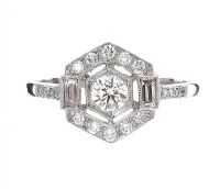 PLATINUM DIAMOND RING IN THE STYLE OF ART DECO at Ross's Online Art Auctions