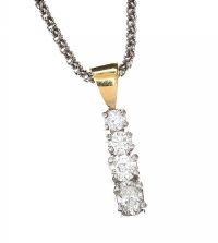 GOLD DIAMOND-SET PENDANT ON STERLING SILVER CHAIN at Ross's Online Art Auctions