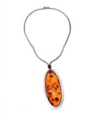 LARGE VINTAGE SILVER AMBER PENDANT AND COLLAR at Ross's Online Art Auctions