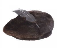 MINK FUR HAT WITH LEATHER FEATHER DETAIL at Ross's Online Art Auctions