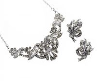 SILVER MARCASITE EARRING AND NECKLACE SET at Ross's Online Art Auctions