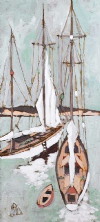 SAIL BOATS IN HARBOUR by Markey Robinson at Ross's Online Art Auctions