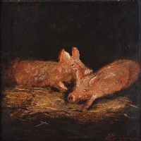 TWO PIGGIES by Trevor Brown at Ross's Online Art Auctions