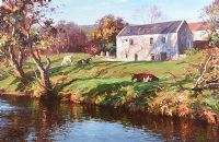 CATTLE GRAZING BY THE RIVER by Donal McNaughton at Ross's Online Art Auctions