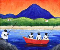 ANDY PATS WANDERING SHEEP FISHING TRIP TO ERRIGAL by Andy Pats at Ross's Online Art Auctions