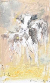 TWO NEWBORN CALVES by Con Campbell at Ross's Online Art Auctions