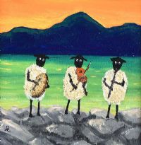 ANDY PATS WANDERING SHEEP CEILI ON THE SHORE by Andy Pat at Ross's Online Art Auctions