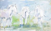 THREE WHITE HORSES by Con Campbell at Ross's Online Art Auctions