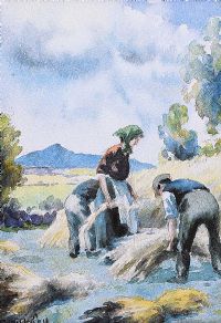 GATHERING HAY by Charles McAuley at Ross's Online Art Auctions