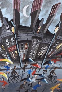 THE UMBRELLA MARCH by John Ormsby at Ross's Online Art Auctions