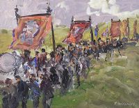 ORANGE PARADE AT ROSSNOWLAGH by Robert Dunleavey at Ross's Online Art Auctions
