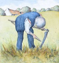 WORKING IN THE FIELD by Mary Hoey at Ross's Online Art Auctions