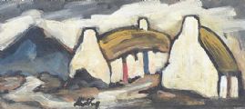 IRISH THATCHED COTTAGES by Markey Robinson at Ross's Online Art Auctions