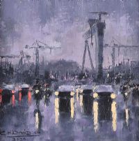 CARS & CRANES, EAST BELFAST by Colin H. Davidson at Ross's Online Art Auctions