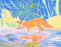 FOX WADING AT MIDNIGHT by June Marshall BA at Ross's Online Art Auctions