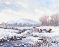 SHEEP IN A WINTER LANDSCAPE by Liam Reilly at Ross's Online Art Auctions