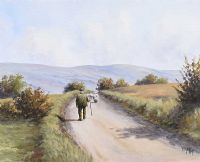 DRIVING SHEEP IN THE GLENS by Liam Reilly at Ross's Online Art Auctions