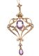 EDWARDIAN 15CT GOLD AMETHYST AND PEARL PENDANT ON 14CT GOLD CHAIN at Ross's Online Art Auctions