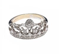 18CT WHITE GOLD DIAMOND CROWN RING at Ross's Online Art Auctions