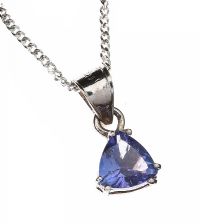 SILVER CHAIN WITH TANZANITE PENDANT at Ross's Online Art Auctions