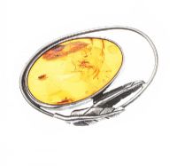 STERLING SILVER AMBER BROOCH at Ross's Online Art Auctions
